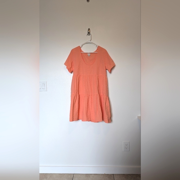 a new day Dresses & Skirts - a new day L Cotton Dress WITH POCKETS! | Coral Tiered Babydoll